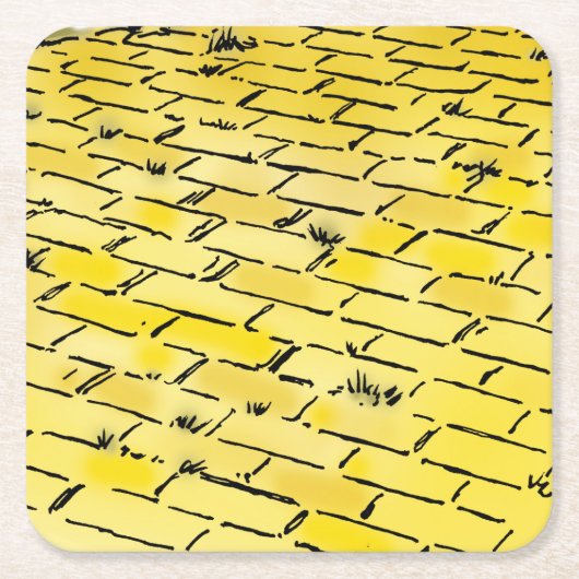 ヴィンテージオズイエローブリックロードバイデンスロー スクエアペーパーコースター (正面)