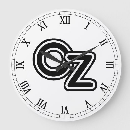 ヴィンテージオズ童話の白黒の魔法使い ラージ壁時計 (正面)