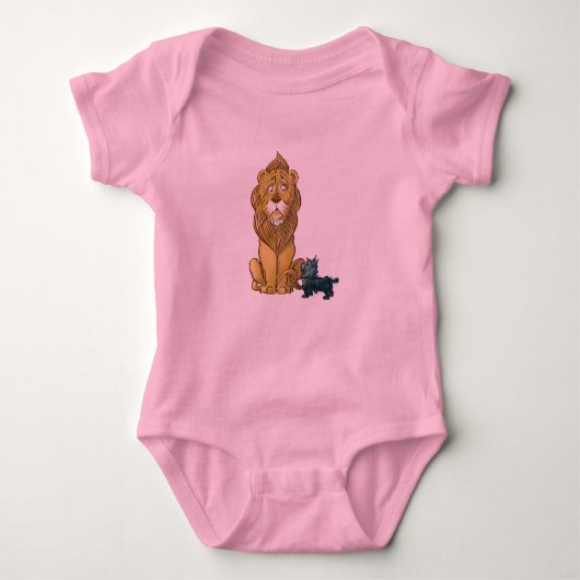 ヴィンテージオズ – 臆病ライオンとトト ベビーボディスーツ (正面)