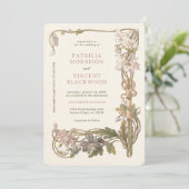 ヴィンテージオダマキ（植物）フレーム結婚式招待状 招待状 (スタンド正面)