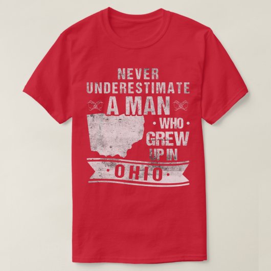 ヴィンテージオハイオの地図オハイオで育った男性 Tシャツ (デザイン正面)