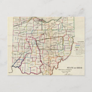 ヴィンテージオハイオの地図(1866年) ポストカード