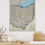 ヴィンテージオハイオの地図（1921年） ポスター (キッチン)