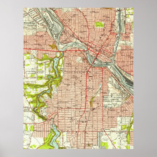 ヴィンテージオハイオの地図(1951年) ポスター (正面)