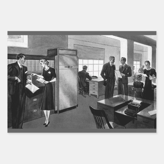 ヴィンテージオフィス、エグゼクティブビジネスマンオフィス ラッピングペーパーシート (正面3)