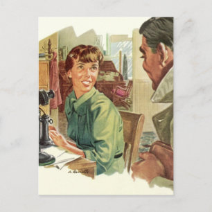 ヴィンテージオフィス、CEO上司と秘書 ポストカード