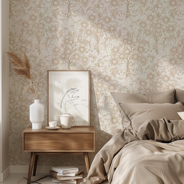 ヴィンテージオフホワイトオレンジツリーアカントゥス葉 壁紙 (クリエイターアップロード済み)