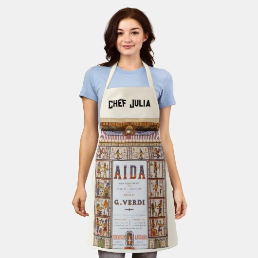 ヴィンテージオペラ音楽，エジプトアイダバイヴェルディ エプロン (着用した状態)