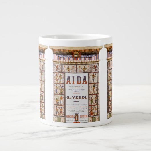 ヴィンテージオペラ音楽，エジプトアイダバイヴェルディ ジャンボコーヒーマグカップ (正面)