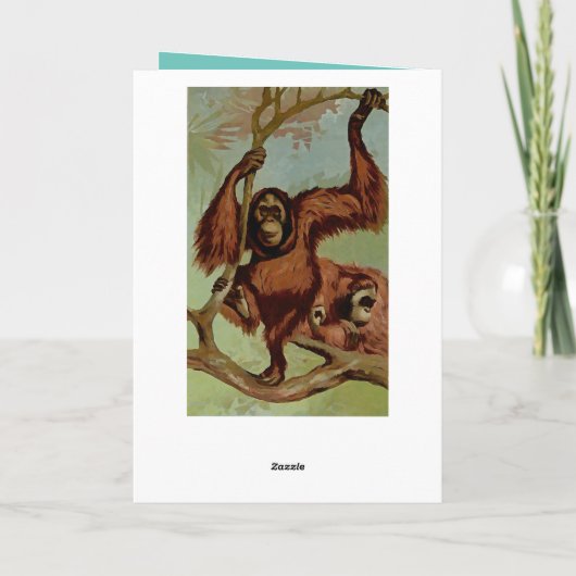 ヴィンテージオランウータンの木 – ハッピーバースデー カード (裏面)