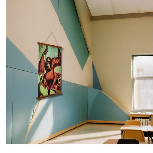 ヴィンテージオランウータンの木 –  吊り下げ型タペストリー