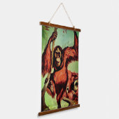 ヴィンテージオランウータンの木 –  吊り下げ型タペストリー (傾斜あり)