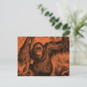 ヴィンテージオラングタンイラストレーション – モンキー ポストカード (スタンド正面)