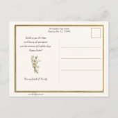 ヴィンテージオランダの少年とイースターリリーとバニー ポストカード (裏面)