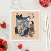 ヴィンテージオランダアーティスト&黒猫 スタンダードランチョンナプキン (インサイチュ)