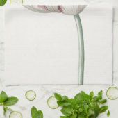 ヴィンテージオランダアート:白と赤のチューリップ キッチンタオル (折り畳み)