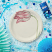 ヴィンテージオランダアート：赤面ピンクとホワイトチューリップ ペーパープレート (パーティー)