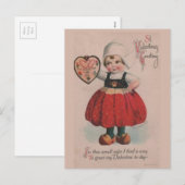 ヴィンテージオランダガールビクトリアンバレンタインデー シーズンポストカード (正面/裏面)