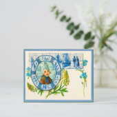 ヴィンテージオランダコスチュルメと青いデルフトタイル ポストカード (スタンド正面)