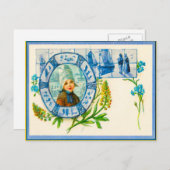 ヴィンテージオランダコスチュルメと青いデルフトタイル ポストカード (正面/裏面)