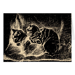 ヴィンテージオランダファインアート-二匹の眠り猫