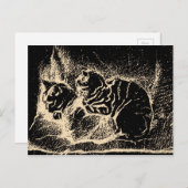 ヴィンテージオランダファインアート- Two Sleeping Cat ポストカード (正面/裏面)