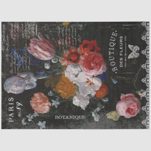 ヴィンテージオランダフローラエフェメラデクページ 薄葉紙 (正面)