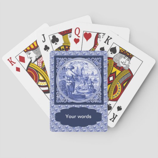 ヴィンテージオランダブルーデルフト画像 トランプ (裏面)