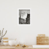 ヴィンテージオランダプリントライデンメイン通り ポスター (キッチン)