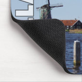 ヴィンテージオランダレッドホワイトグリーン風車写真 マウスパッド (コーナー)