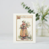 ヴィンテージオランダ女の子とイースター春ヨンクイル ポストカード (スタンド正面)