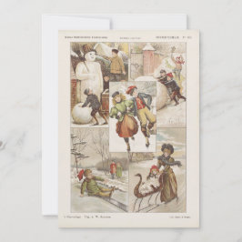 ヴィンテージオランダ氷スケートで滑るクリスマスカード， c. 1900s