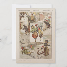 ヴィンテージオランダ氷スケートで滑るクリスマスカード， c. 1900s