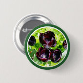 ヴィンテージオランダ紫グリーンブラックチューリップ写真 缶バッジ (正面&裏面)