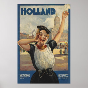 ヴィンテージオランダ航空旅行ポスター ポスター