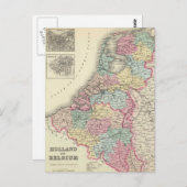 ヴィンテージオランダ・ベルギーの地図（1856年） ポストカード (正面/裏面)