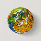 ヴィンテージオリエンクラシックタル陰陽ドラゴンタイガーアート 缶バッジ (正面)