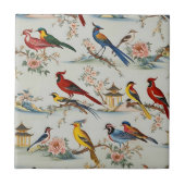 ヴィンテージオリエンタルチノワズリーの鳥花 タイル (正面)