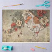 ヴィンテージオリエンタルファン&フローラアート 薄葉紙 (クラフト)