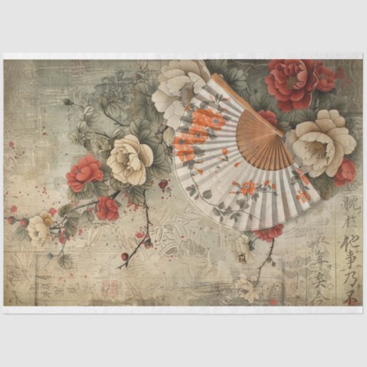 ヴィンテージオリエンタルファン&フローラアート 薄葉紙 (正面)