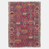 ヴィンテージオリエンタルペルシアウズベキスタンスブハライカット スローブランケット (正面縦)