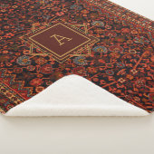 ヴィンテージオリエンタルラグモノグラムレッドブルゴーニュ金ゴールド シェルパブランケット (3/4)