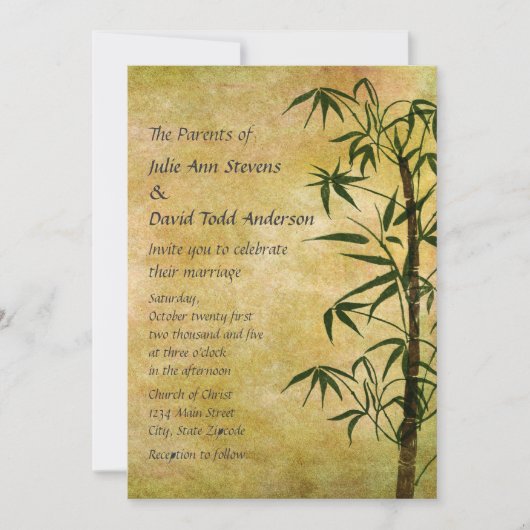 ヴィンテージオリエンタル結婚バンブ2 招待状 (正面)