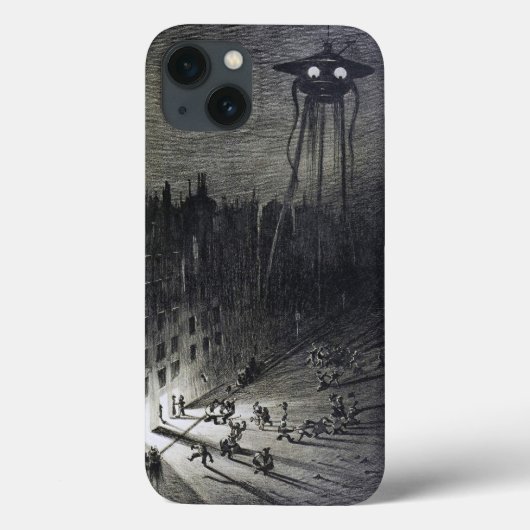 ヴィンテージオリジナルエイリアン侵入白黒灰色 Case-Mate iPhoneケース (裏面)