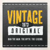 ヴィンテージオリジナルブラックレザー誕生年 ガラスコースター (正面)