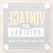 ヴィンテージオリジナルブラックレザー誕生年 ガラスコースター (裏面)