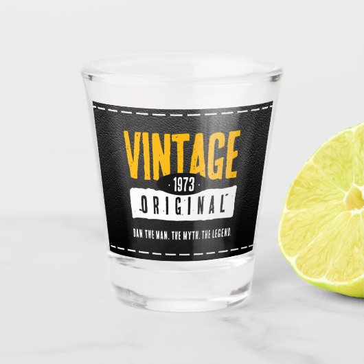 ヴィンテージオリジナルブラックレザー誕生年 ショットグラス (正面)