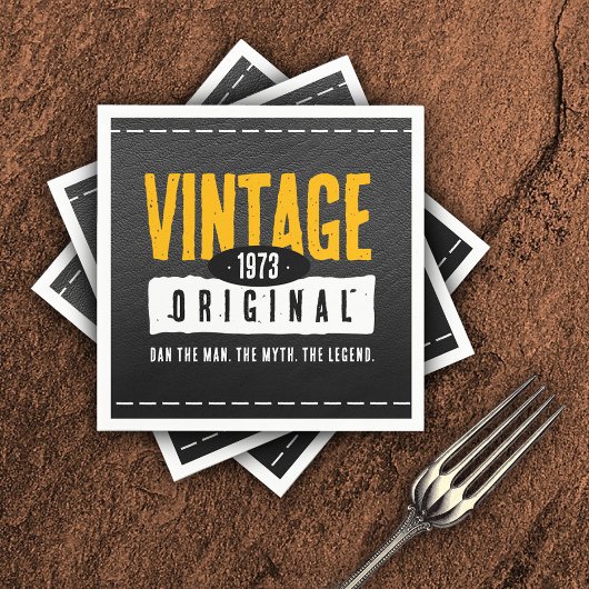 ヴィンテージオリジナルブラックレザー誕生年 スタンダードカクテルナプキン