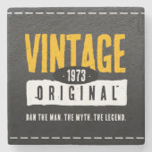 ヴィンテージオリジナルブラックレザー誕生年 ストーンコースター (正面)