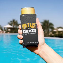 ヴィンテージオリジナルブラックレザー誕生年 スリム缶クーラー